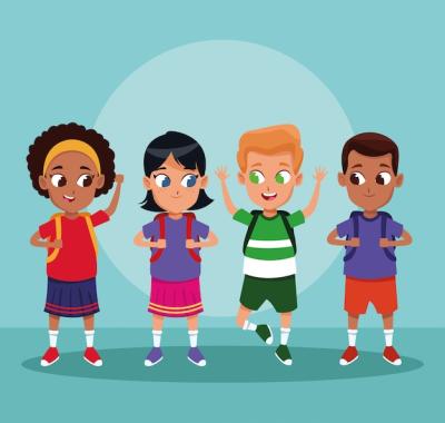 Cartoon School Boys and Girls Vector Templates – Free Download