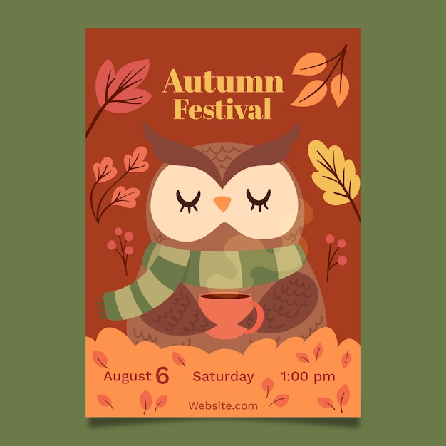 Flat Vertical Poster Template for Autumn Celebration – Free Download