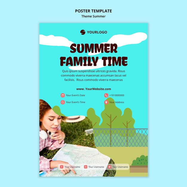 Summer Travel Template Poster – Download Free Stock Photo