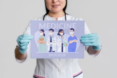 Woman Holding Medicine Banner – Free Stock Photo Download