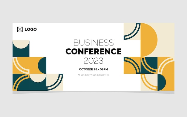 Geometric Banner Design for Business Conference 2023 – Free Download