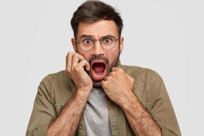 Scared Male Reacting to Sudden News – Free Download