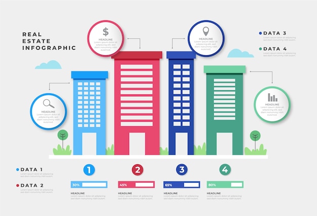 Flat Real Estate Infographic Template – Free Stock Photo for Download