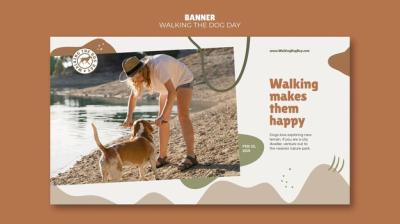 Dog Walking Day Advertisement Banner Template – Free Download