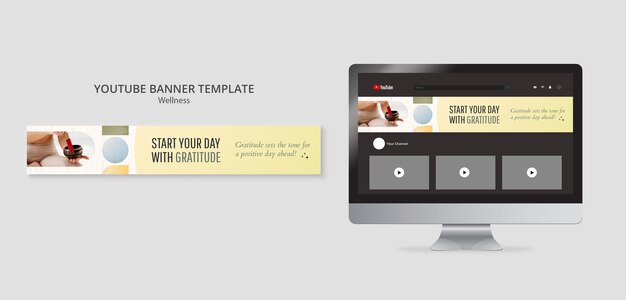 Flat Design Wellness Concept YouTube Banner – Free Download