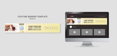 Flat Design Wellness Concept YouTube Banner – Free Download