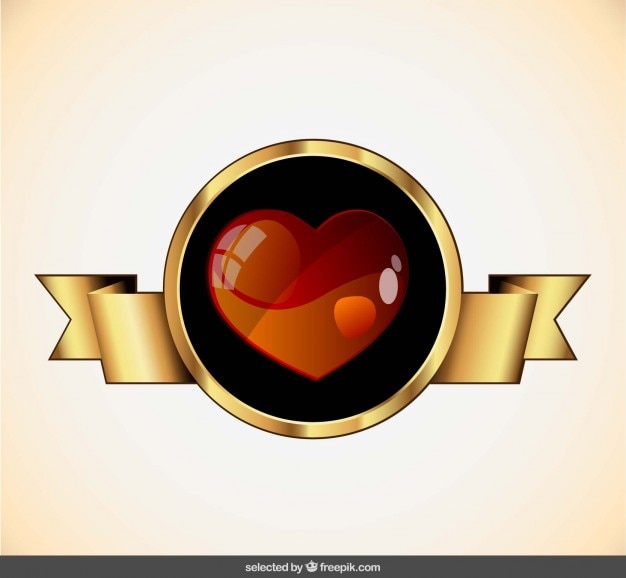 Golden Badge Heart Design – Free Stock Photo for Download