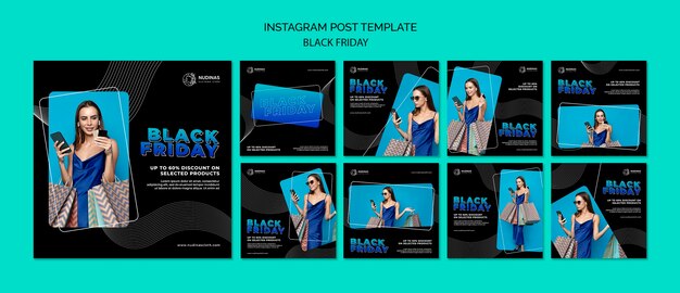 Gradient Black Friday Instagram Posts Template – Free Download