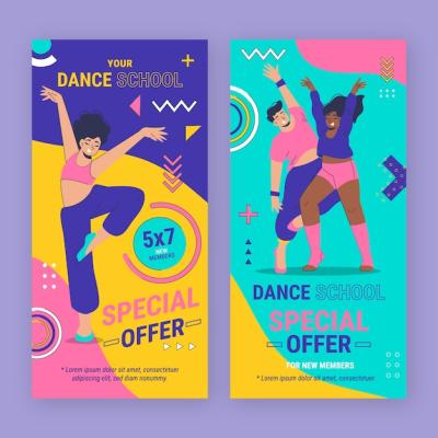 Dynamic Hand Drawn Dance School Sale Banner – Free Download