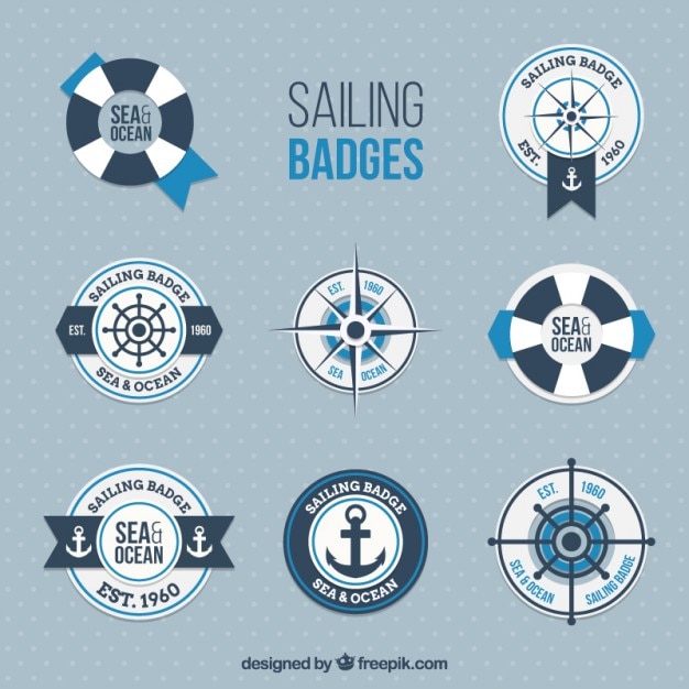 Cute Sailor Badges in Flat Design – Free Stock Photos for Download