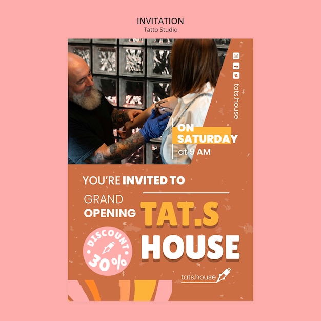 Tattoo Studio Invitation Template – Free Download