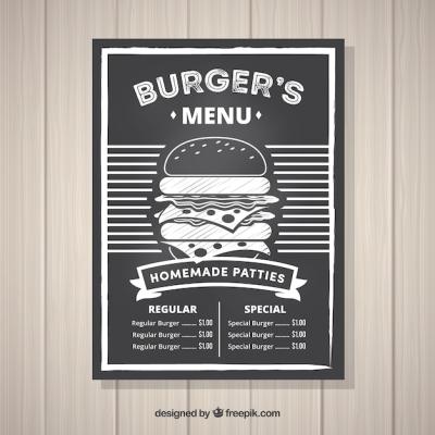 Discover a Vintage Burger Menu on Chalkboard – Free Download