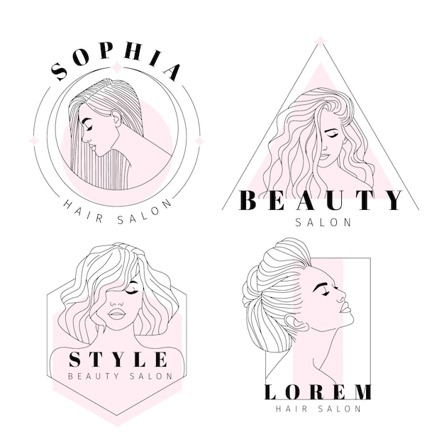 Hand-Drawn Hair Salon Logo Collection – Free Download