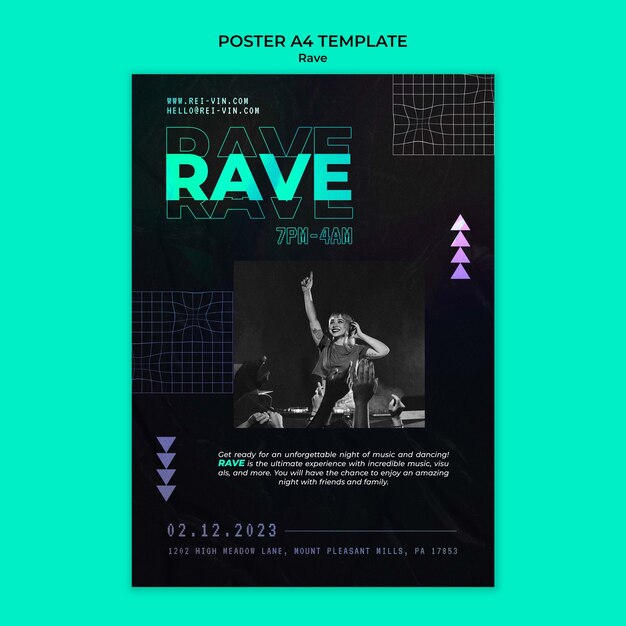 Vertical Poster Template for Rave Party – Download Free Stock Photo