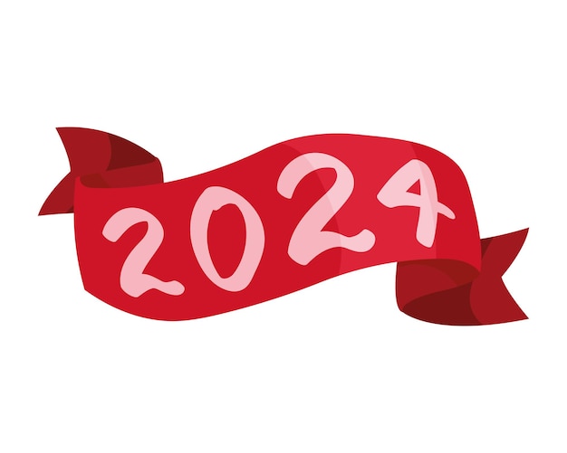 2024 Number Ribbon Isolated Illustration Design – Free Download