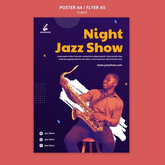 Jazz Music Event Poster Template – Free Download