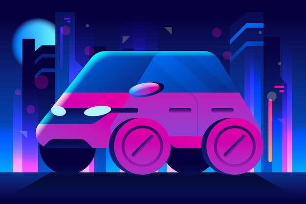 Gradient Mini Car Illustration – Free Download