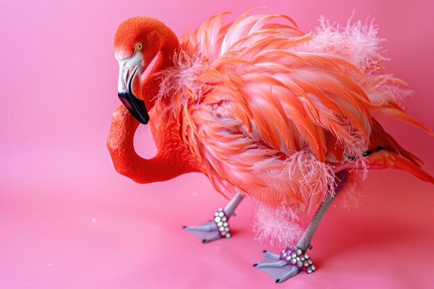 A Vibrant Pink Flamingo on a Sparkling Jewel Background – Free Stock Photo for Download