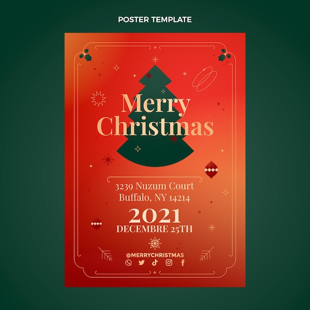 Gradient Christmas Vertical Poster Template for Free Download