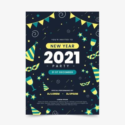 New Year Party Poster Template for Free Download