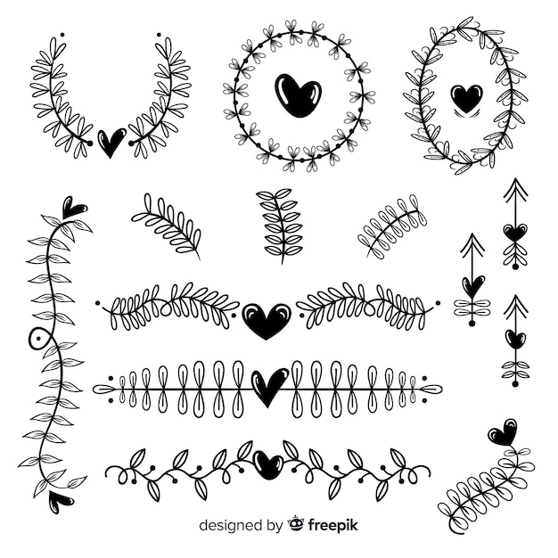 Hand Drawn Wedding Ornament Collection – Free Download