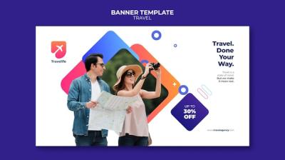 Travel Discount Horizontal Banner Template – Free Download, Free Stock Photo