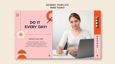 Minimal Habit Tracker Banner Template – Free Download