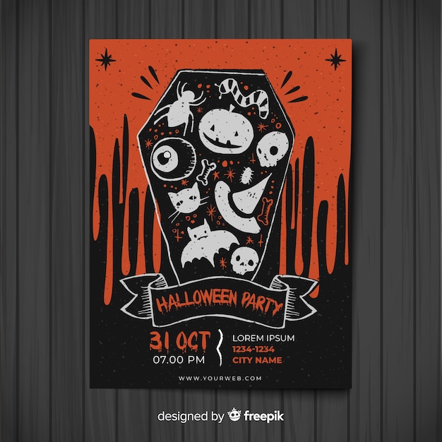 Modern Halloween Party Poster Template – Free Download