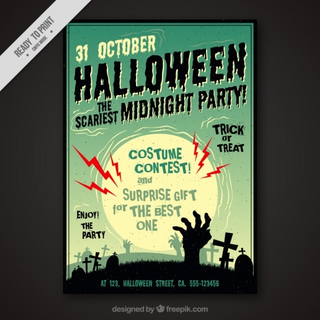 Vintage Style Cemetery Halloween Flyer – Free Download