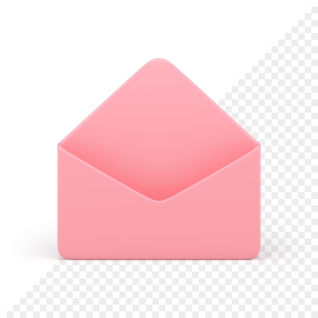 3D Icon of Pink Open Paper Envelope for Message and Communication – Free Download