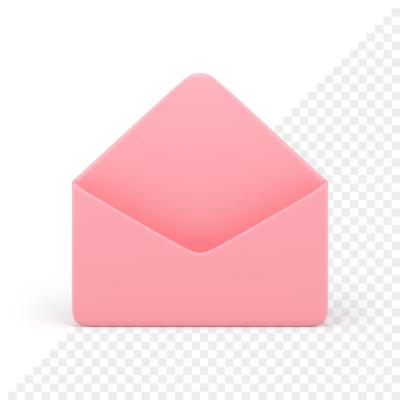 3D Icon of Pink Open Paper Envelope for Message and Communication – Free Download