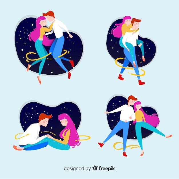 Illustrated Cute Couple Vector Templates – Free Download