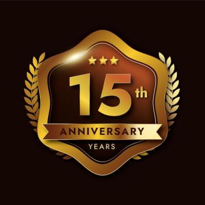 Gradient 15th Anniversary or Birthday Card – Free Download