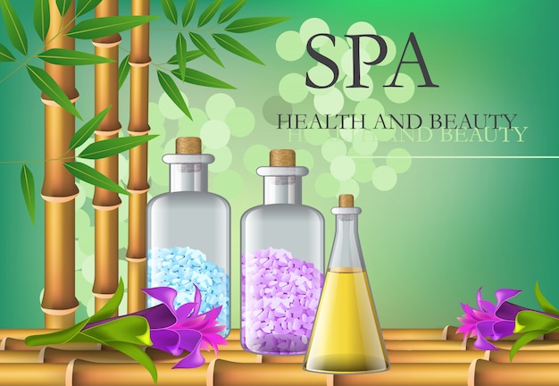 Spa, Health and Beauty Lettering with Bamboo and Bottles – Free Download