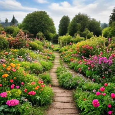 A Serene Path Through a Flower Garden – Free Stock Photo for Download