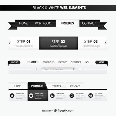 Black and White Web Elements – Free Download