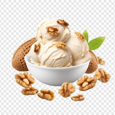 Tasty Crunchy Walnuts Ice Cream PNG Isolated on Transparent Background – Free to Download