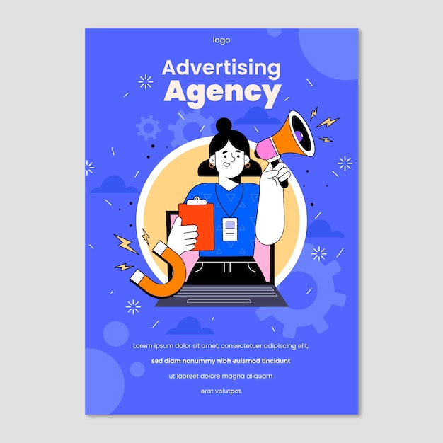 Advertising Agency Poster Template in Flat Design – Free Download