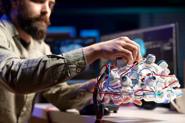 Computer Scientist Installing Electrodes on EEG Headset – Free to Download