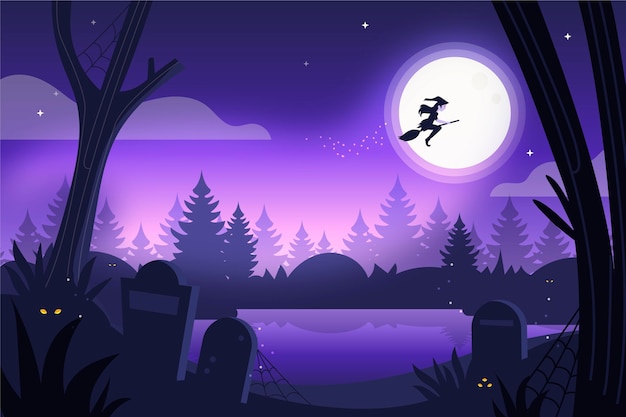 Hand Drawn Flat Halloween Background – Free Download