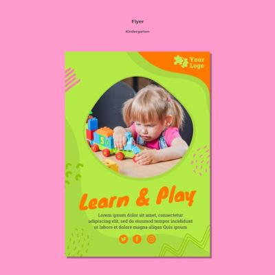 Kindergarten Flyer Template Featuring Stunning Imagery – Free Download