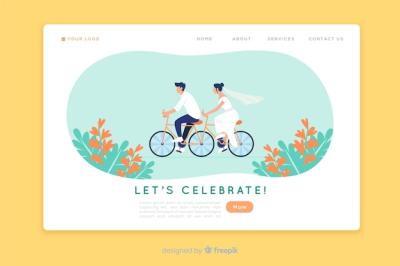 Flat Wedding Landing Page Template – Free Download