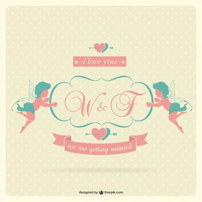 Wedding Invitation Design Featuring Two Cupids – Free Download