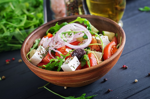 Delicious Greek Salad with Tomato, Cucumber, Olives, and Feta – Free Download