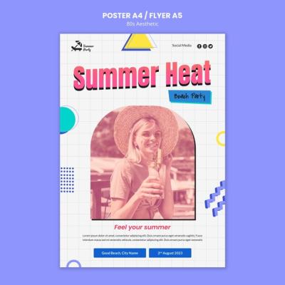 80s Aesthetic Party Poster Template – Free Download