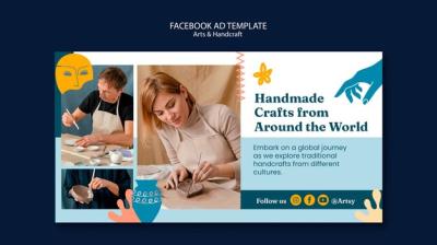 Flat Design Arts and Handcraft Facebook Template – Free Download