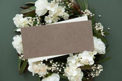 Blank Card on Flowers Template Mockup – Download Free Stock Photo