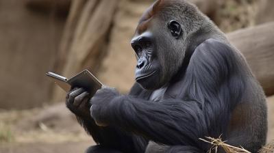 Gorilla Using Smart Tablet and Generative AI – Free Download