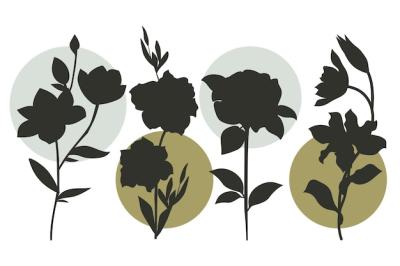 Hand Drawn Flat Design Flower Silhouettes – Free Download