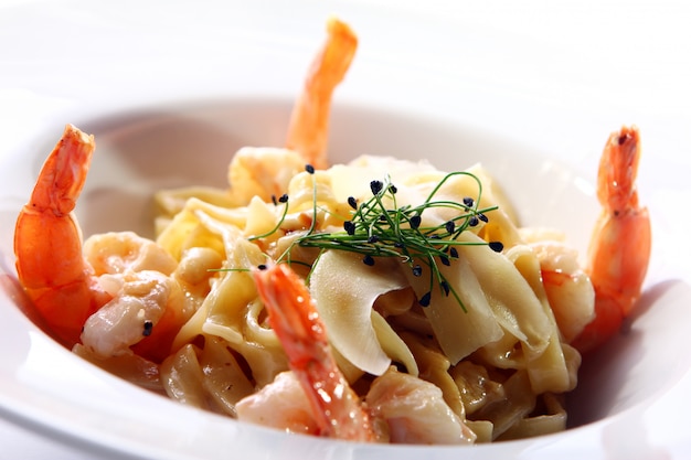 Fresh Italian Pasta Served with Shrimps – Free Download